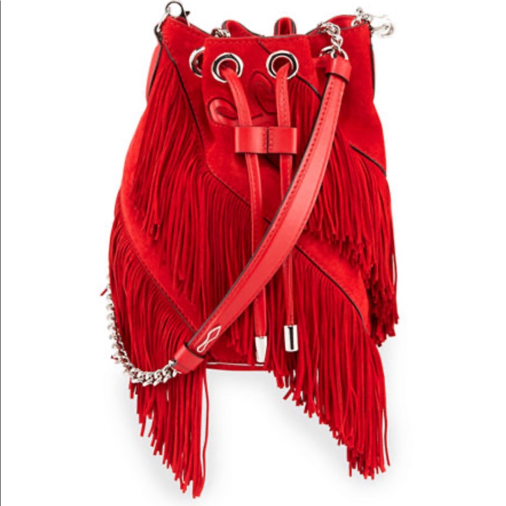 SOLD!Christian Louboutin Red Marie Jane Bucket Bag - Picture 4 of 7